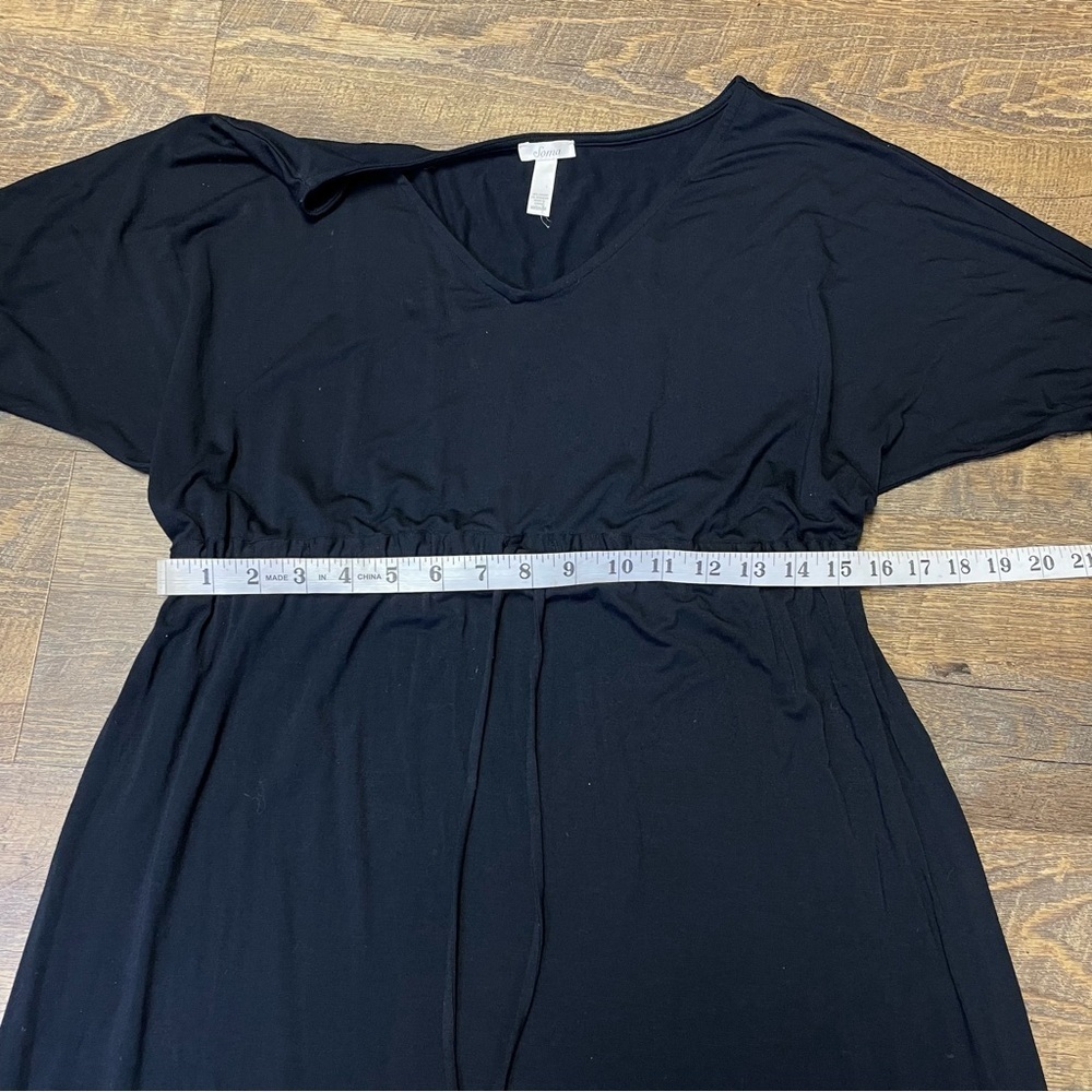 Soma Black Elastic Drawstring Dress Soft 3/4 Sleeves Women’s Medium V Neck - Picture 10 of 13